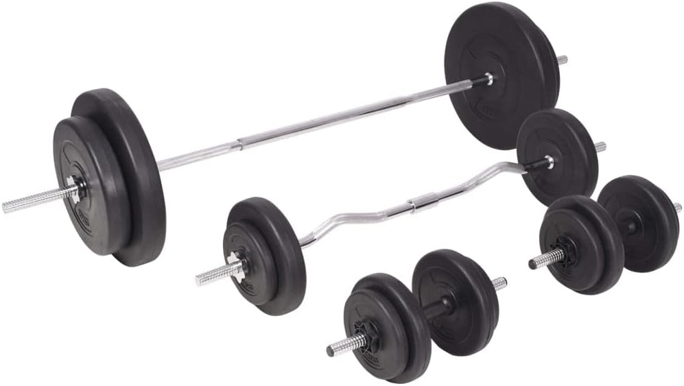 Workout Bench with Weight Rack, Barbell and Dumbbell Set 90 kg(Weight:238.1 lbs),275371