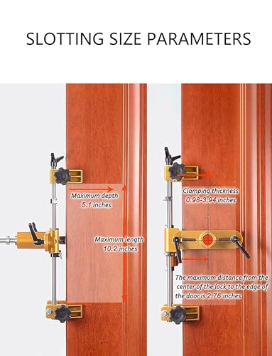 Kit de mortaja de madera para cerradura de puerta, 5 cuchillas, cortador de acero de tungsteno para una apertura precisa del agujero, plantilla ajustable para instalación de huellas dactilares y