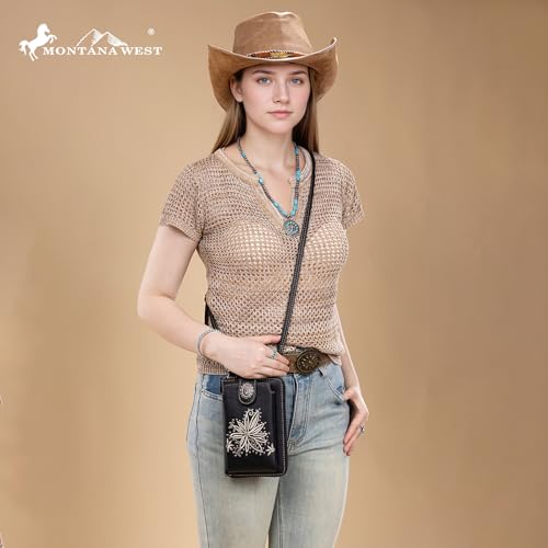 Image of Montana West Western Crossbody Phone Wallet for Women RFID Blocking Wallet Purse with Cash Slots & Zipper Pocket