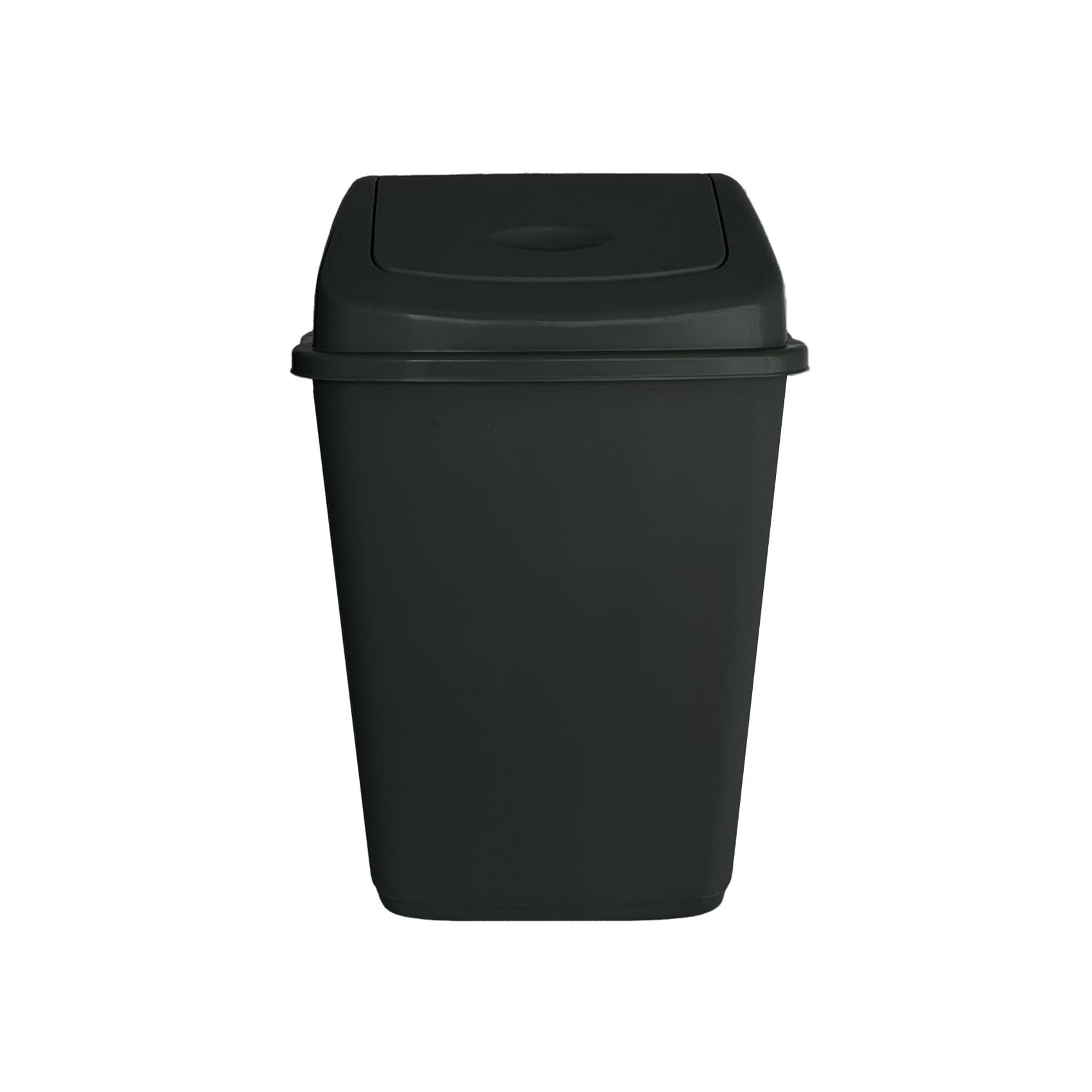 KAPCO Medium Plastic Swing Top Bin (50L, Black, 1 Pack) Durable Easy Clean Waste Recycling Dustbin for Home, Office, Kitchen & Bathroom | Refused Trash Bin with Swing Lid | Under Counter Recycle Bin