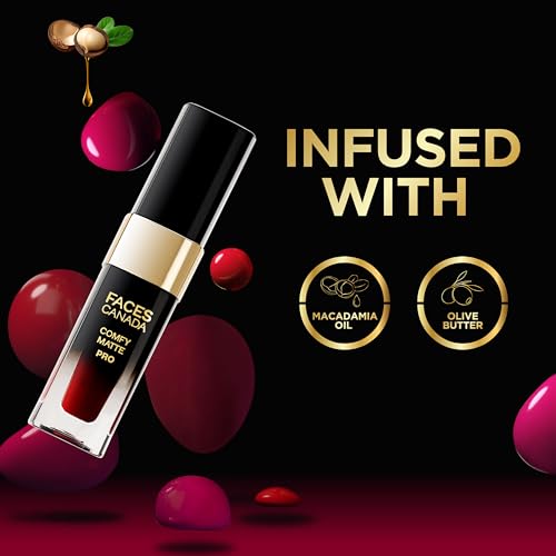 Image of FACES CANADA Comfy Matte Pro Liquid Lipstick - Blush Berry 18, 5.5 ml | 10HR Longstay | Intense Color | Macadamia Oil & Olive Butter Infused | Lightweight Super Smooth | No Dryness | No Alcohol