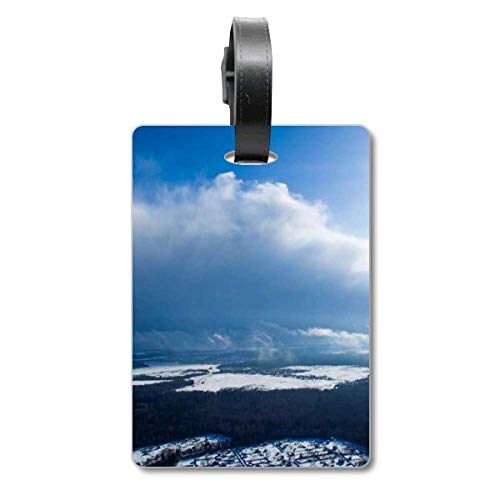 Étiquette de valise bleu ciel avec motif nuages pour bagage cabine