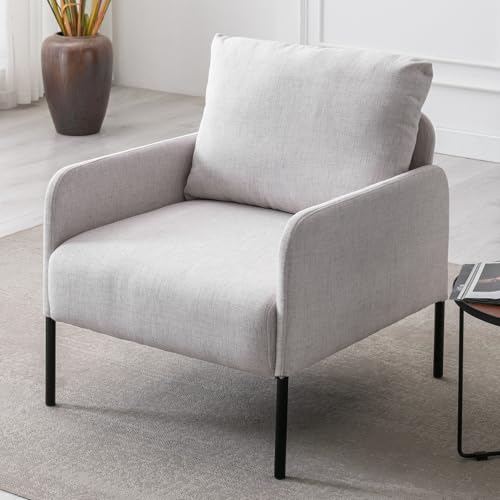 Ya-Home Fauteuils de Salon en Lin Fauteuil de Salon Moderne canapé 1 Place Scandinave Fauteuil Coiffeuse pour Salon et Chambre,Beige