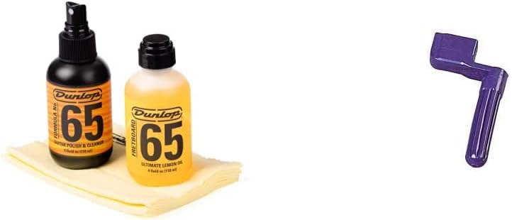 Jim Dunlop Body & Fingerboard Cleaning Kit (6503) & Dunlop Stringwinder, Black