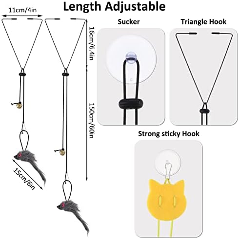 Fuyamp 2 In 1 Door Hanging Cat Toy, Interactive Cat Toy Mice Cat Toy Chasing Exercise Entertain Toy Hanging Door Cat Toy Mouse Teaser Toys for Indoor Cat Kitten-2 Style Hanging