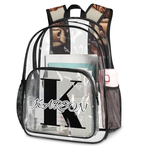 Personalized Cow Large Clear Backpack Stadium Approved Heavy Duty PVC Plastic Custom Flower Cow Transparent Backpacks See Through Bag with Name