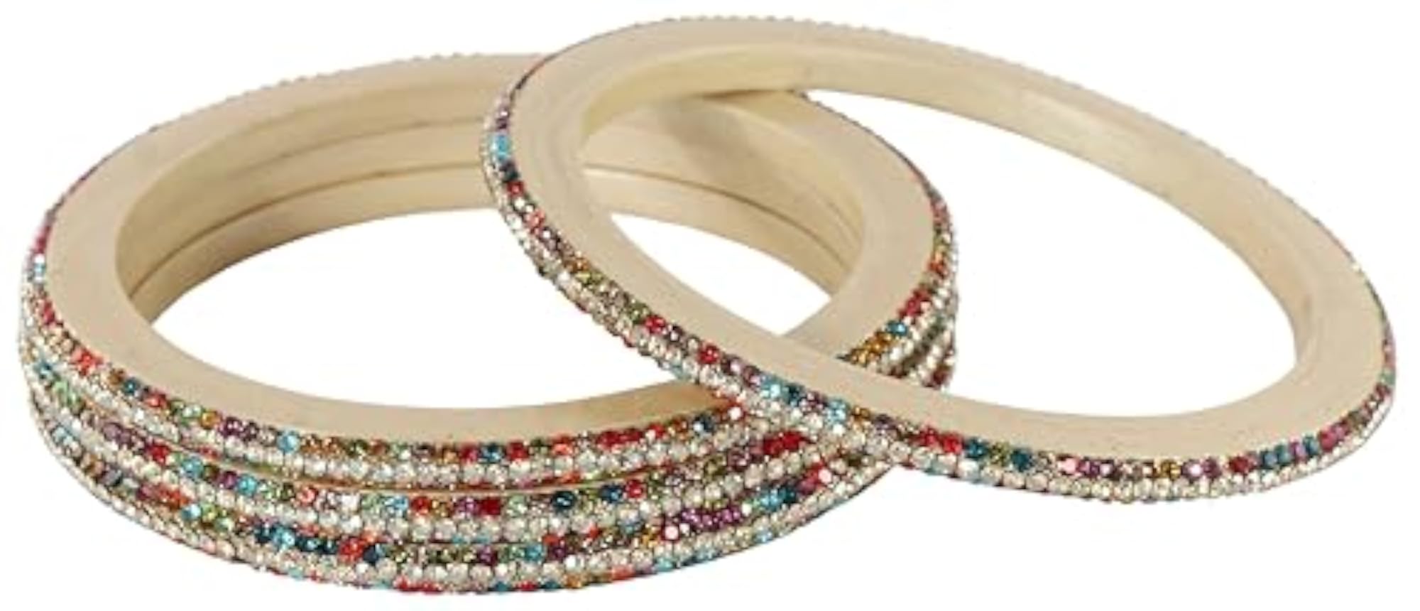Traditional Lac Bangles Set with Golden Zircon, Rajasthani Style