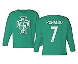 Flaura European Soccer 2020 Portugal #7 Cristiano Ronaldo Jersey Style Little Kids Girls Boys Long...