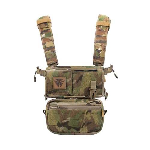 Burn Proof Gear Modular Chest Rig - Lightweight Tactical Vest with Adjustable Straps, Quick-Release Buckles & Padded Shoulder Pontoons, Made in USA, (Multicam)