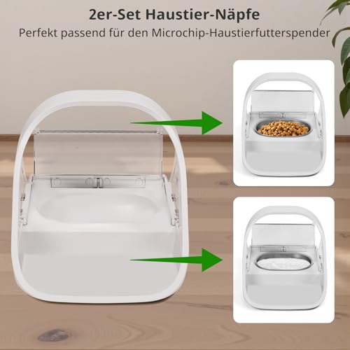 Edelstahlschalen für automatischen Mikrochip-Futterautomat für Haustiere – Dichtungsring-Design zur Frischehaltung und Geruchsreduzierung, leicht zu reinigen, 2er-Set