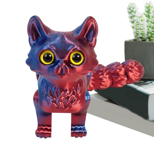 Palaufr Gato Impreso En 3D,Figuras de Animales Juguetes de Gato Articulados | Figuras Sensoriales De Decoración para El Hogar para Niños Y Adultos para Oficina En Casa para Navidad Y