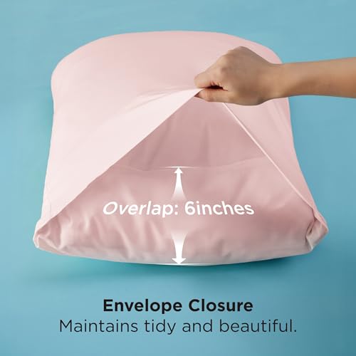 Image of Bedsure Pink Pillow Cases Queen Set of 2, 100% Rayon Derived from Bamboo | Cooling Pillowcases, Similar to Silk Pillow Case Covers with Envelope Closure, PureWoven Bedding Gift, 20x30 Inches
