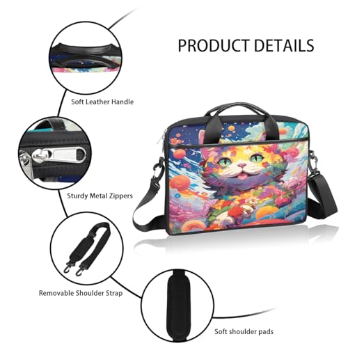 Bolsa para laptop Art Style Flower Cat 15 pulgadas miniatura 4