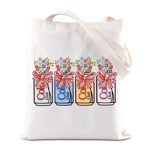 Image of JNIAP Drinks Pink Bow Coquette Tote Bag Drinks Wild Flowers Grocery Bag Soda Drinks Lover Gift (Co)
