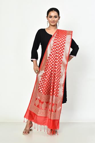 Banarasi Dupatta for Women with Polka Dot Design Gold Zari Work, Shawl Scarf Wrap Chunni2