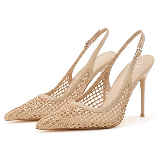 Image of Adrizzlein Slingback Heels for Women Stiletto High Heels Pumps