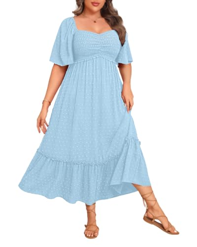 Pinup Fashion Plus Size Easter Light Blue Summer Bridal Shower Maxi Dress
