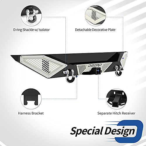 Image of OEDRO Rear Bumper Combo Compatible with 2007-2018 Jeep Wrangler JK & Unlimited JKU (2 /4 Doors), Off Road Full Width with Hitch Receiver & D-Rings & Paintable Armor