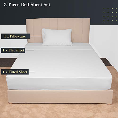 N&Y Home Stretch Sheets Set Twin Size - Microfiber Jersey Knit & T-Shirt Like Extra Soft, 4 Way Stretchy Bed Sheets To Fit Most Mattress, Wrinkle Resistant - 3 Piece Sets, White, Twin/Twin Xl #TOP4