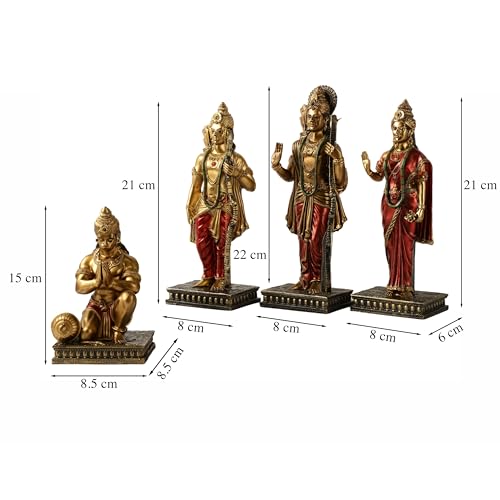 Image of ARMONIA Ram Darbar Idol with Ram Sita Laxman Hanuman Murti | Polystone God Idol Figurine for Home Pooja Room, Office & Gift | Study Table Decor God Statue for Mandir