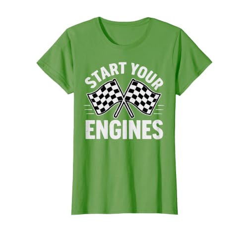 Start Your Engines Vintage Check Flag Race Car Costume T-Shirt, Women, Grass Green, X-Small