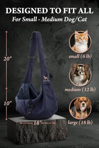 Noah & Paw Dog Sling Carrier for Small Medium Dogs & Puppies, Dog Carrier with Adjustable Padded Strap, Premium Twill, Insulated with Soft Breathable Fur, Double Safety Feature, Machine Washable - Thumbnail 4