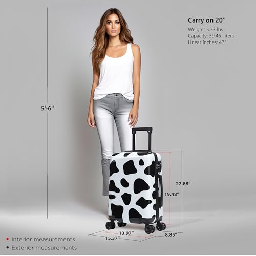 Image of InUSA Cow Print 20-Inch Carry-On Hardside Spinner Luggage Lightweight Bag