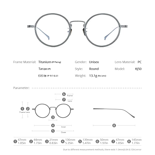 Fonex Titanium Glasses Frame Men,Retro Round Square Optical Eyeglasses Women Vintage Eyewear (Fkj50 Brown) #TOP2