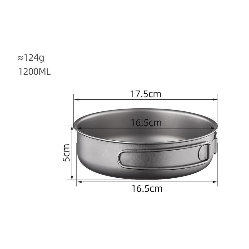 Echeson 1PC Pure Titanium Frying Pan 1200ML, Foldable and Portable Pot Suitable for Home Or Outdoor Camping