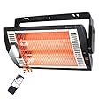 Shinic Electric Garage Heaters with Remote Control, 1500W/750W Ceiling Mounted Radiant Quartz Heater with Work Light, 90° Rotation, 5 Mode Settings, Electric Heater for Garage, Shop, Patio Large Room