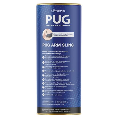 Image of PUG Arm Sling, Designed for compliance at 90 degrees for optimal recovery, With Airmesh Technology, Double and elongated pad cushion for extra care, Ergonomically designed for Indian Arm, With additional pouch to carry mobile