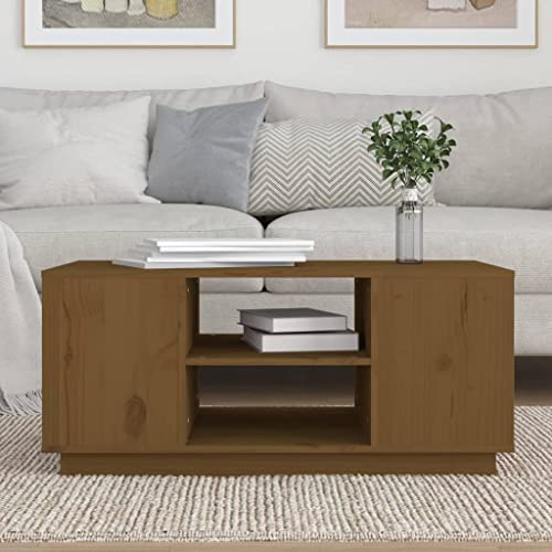 Table basse rectangulaire marron miel pour apéritifs conviviaux - 5