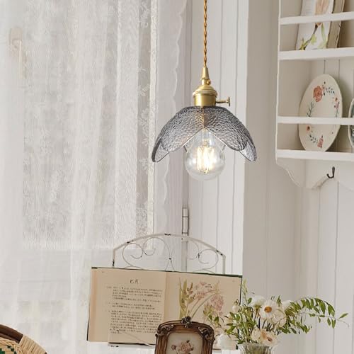 Lámpara colgante de comedor E27 moderna con tulipa de flor de cristal 3