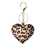Sudaporn Cheetch Printed Heart Pendant Keychain Y2K Leopard Print Heart Bag Charm for Women Girl Handbag Purse Backpack Decor Accessories Vintage Leopard Key Chain Wallet Car Key Organizer Holder