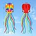 YFAFENGS Large Octopus Kites for Kids & Adults,Big Kite for Beginners, Kites for Kids Ages 4-8,Outdoors Activities with Line and Handle, 2 Packs (Rainbow+Red)