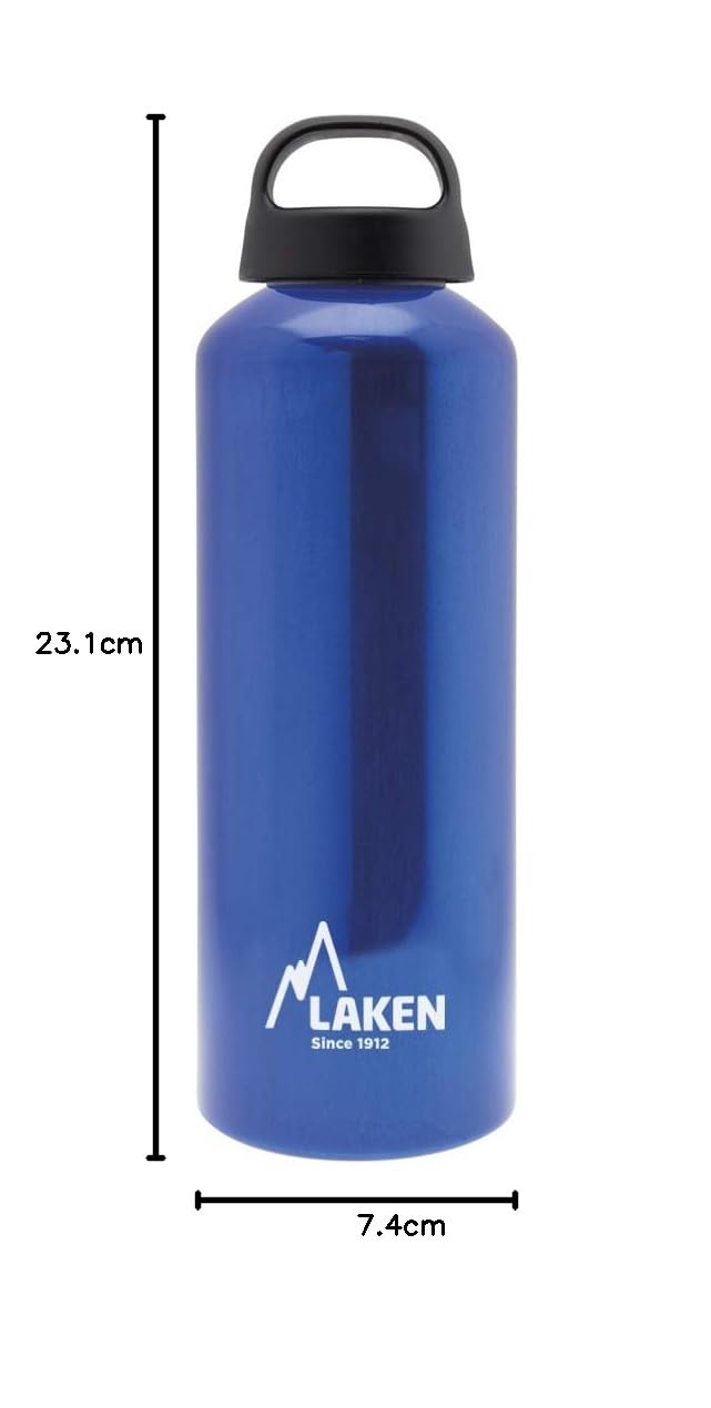 LAKEN Borraccia classica con bocca larga, in alluminio leggero a parete singola, senza BPA, tappo a vite a prova di perdite, 0,75 litri