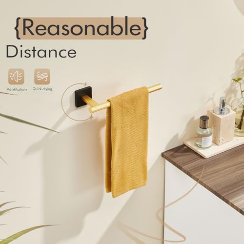 Image of KOKOSIRI Bathroom Towel Bar Hand Towel Holders Wall Mount Toilet Kitchen Cabinet Paper Holder Stainless Steel Bath Hardware Black with Gold, B3008GDK