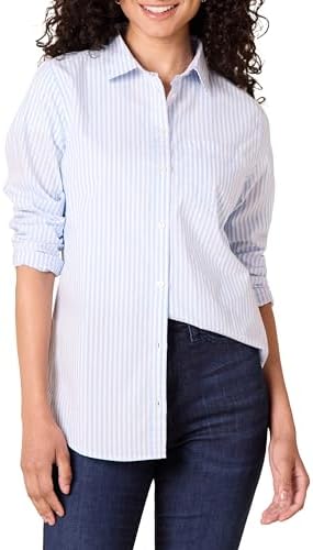 Amazon Essentials Women's Regular-Fit Long-Sleeve Button-Down Poplin Shirt