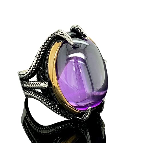 Amethyst Men's Ring,Silver Claw Ring,Mens Handmade Ring, Turkish Handmade Silver Men Ring, 925K Sterling Silver Ring #TOP16