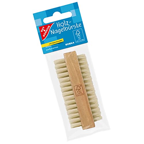 Gut & Günstig Brosse à ongles pour nettoyage des mains et des pieds en bois de hêtre naturel Cover