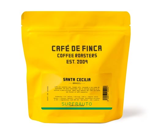 CAFÉ DE FINCA Café de Especialidad en Grano | Café en Grano Natural Arábica | Café Colombia, Etiopia, Brasil | Café Tueste Natural Ecológico | Café Cafetera Superautomática (Brasil, 1000gr)