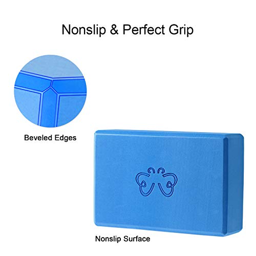 Yoga Blocks 2 Pack for Women Home Yoga Beginners Practices Class Studio Accessories,Pilates, Meditation,High Density EVA Non-Slip Surface Soft and Light (YB01 Royal Blue)