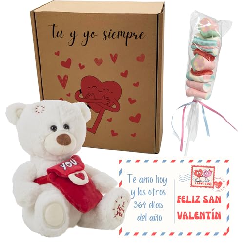 Imagen de Regalo Original Mujer y Hombre para San Valentín Osito de Peluche Mensajero con Carta de Amor Detalle Romántico y Especial para Parejas Regalos San Valentin Novio y Novia