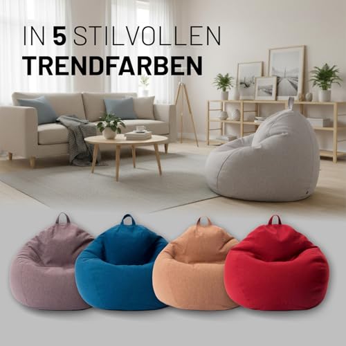 Lumaland Sitzsack Comfort Line | Indoor Beanbag 70x80x50cm mit mehr als 1 Mio. anpassbaren EPS-Perlen | Weiches & Komfortables Bodenkissen | Sessel für Kinder & Erwachsene | 120 L Volumen [Hellgrau]