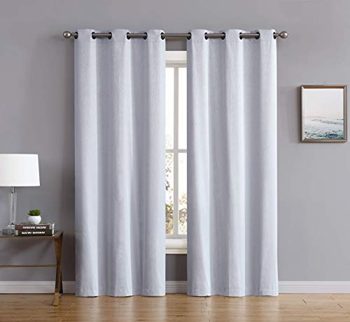 Madison - 100% Blackout Curtains - 63 Inch Long - Newly Innovated - Eco Friendly - Light Weight Fabric With Grommets - Heat And Light Blocking Drapes (2 Pieces 37" W X 63" L Each Panel, Silver) #TOP1