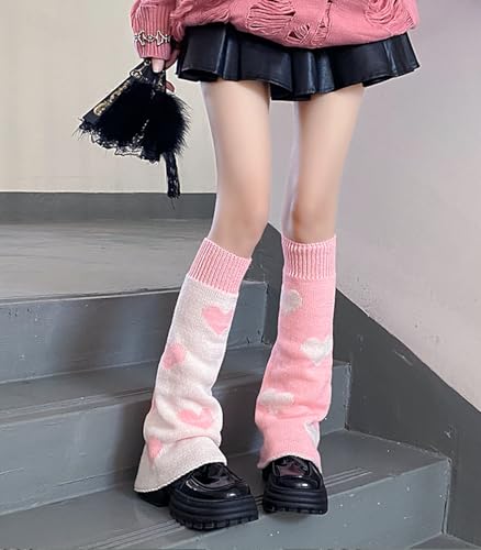 Image of WODECASA Girls Kawaii Leg Warmers Knitted Flared Leg Sleeves Goth Crochet Baggy Cuff Ankle Heap Socks