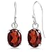 1.80 Ct Oval Red Garnet Gemstone Birthstone 925 Sterling Silver Women's Dangle Earrings