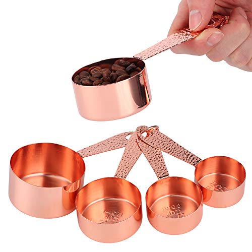 Tazas Medidoras de Acero Inoxidable, juego de herramientas de cocina duraderas en oro rosa 5