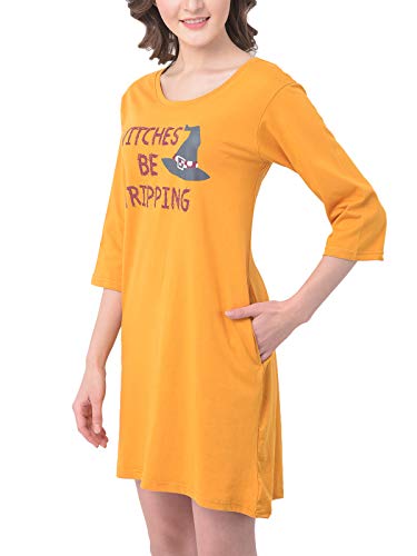Image of Clovia Women's Witches Be Tripping Text Print Short Night Dress