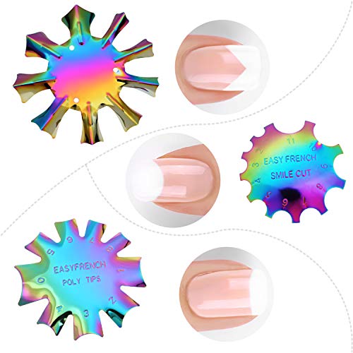 MWOOT 3 Stücke Edge Trimmer French Smile Line Werkzeug Set,Bunt kantenschneider Metall Schablone Cutter für Acryl UV… – Bild 6